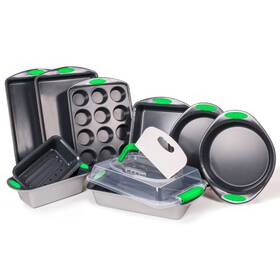 Berghoff 413821346816 11pc Perfect Slice Bakeware Set Silver And Green