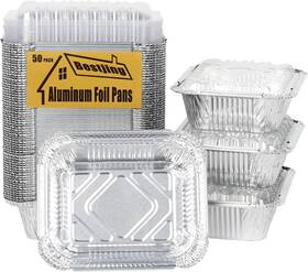 Bestjing 445029199121 Aluminum Pans With Clear Plastic Lids 50 Pack 1 Lb Foil - To Go Food Bestjing 445029199121 Aluminum Pans With Clear Plastic Lids 50 Pack 1 Lb Foil - To Go Food