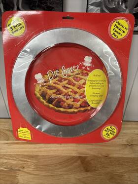 Betabake 842499875017 New Beta Bake 3 Foil Pie Saver Crust Baking Shields 10.5 Inch Crimped Edge Protector