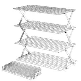 Zd-lqj-003 Bewos 4 Tier Collapsible Cooling Rack - Adjustable Stainless Steel Baking With