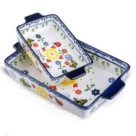 Bfu 630808745850 Ceramic Baking Dish Rectangular Bakeware Set Pan 2-piece Stoneware