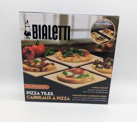 07330 Bialetti Pizza Tiles 4 Pc Set High Temp Cordierite For Indoor Oven And Bbq Grill