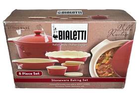 45810 Bialetti #45810 Stoneware Cookware Italian Baking Red Bakeware Set Of 8 Pieces