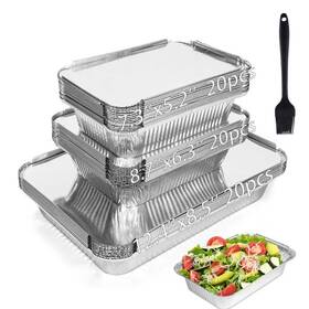 Hxmgxhz-01 Bibradaa 60 Pack Aluminum Pans With Lids 2200ml 4.4lb /1100ml 2.4lb /700ml 1.5lb Fo