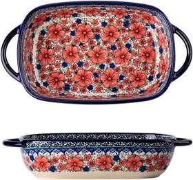 Bicuzat 445042451480 Vintage Style Cherry Blossom Flowers Pottery Bakeware Ceramic Casserole Dish Bak