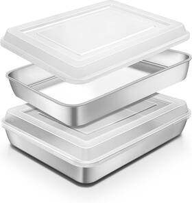 Blingco2025-11 Blingco Stainless Steel Baking Pan With Lid 12 X 9 2 Inch Deep Rectangle Cake Pans