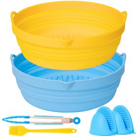 Bloombystyle 628942139673 Silicone Air Fryer Liners Collapsible Round Foldable Basket Pot 5-7 Quart 8.5 I