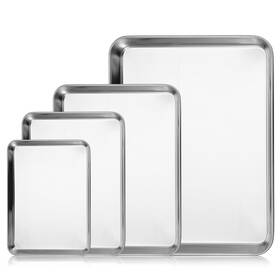 663213 Bohuiz 4 Bandejas De Acero Inoxidable Para Pollo Galletas 9 10 12 Y 16 Pulgadas Grandes