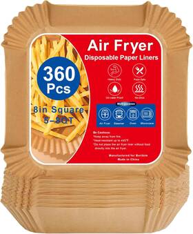 Boribim 744110827941 360 Pcs Air Fryer Paper Liners 8 Inch Square Disposable Non-s