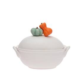 Boston International 704266849150 Porcelain Casserole Dish With Lid Fall Autumn Thanksgiving Deep Serving Dishe