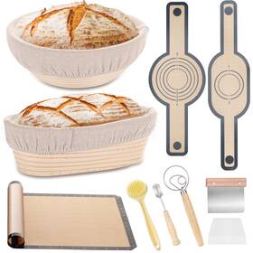 Bothlike 710946047556 Banneton Bread Proofing Basket Set 10 In Oval And 9 Round