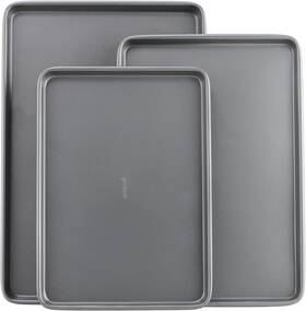04550 Bradshaw Home Goodcook Everyday Nonstick Carbon Steel Baking Sheet Set 3 Pack Small 13 Inch X 9