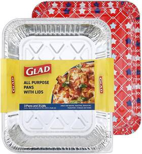 Bb28665 Brand Buzz Consumer Products Glad Disposable Aluminum All Purpose Pans In Red White And Blue Stars 3ct With L