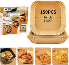 Branded 313034788777 Disposable 8 Inch Parchment Paper Liners - 150 Pcs For 5-8 Quart Air Fryers