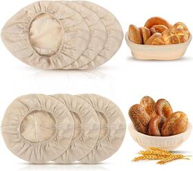 Branded 313056395304 6 Pieces 10 Inch Bread Banneton Proofing Basket Cloth Liner Set Round And Oval B