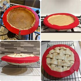 Branded 445048081032 Silicone Pie Crust Protectors Adjustable Covers For 8-11 Inch Pies 2 Pcs Red/blue