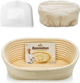 Bread Bosses 753635213668 Oval Banneton Proofing Basket - 10 Inch Baskets Sourdough Brotform Proo