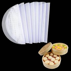 Buruiji 313048544536 8pcs Round Silicone Steamer Liners 11inch Non-stick Mesh Mat Re