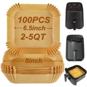 1su1030-3776 Bykitchen Small Air Fryer Disposable Paper 8inch 2 To 5 Qt -100pcs-square
