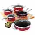 C792531 Chantal Red Copper Fusion 10 Piece Enamel Cookware Set Tempered Glass New