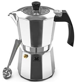 Cafe Du Chateau Espresso Maker 6 Cup Transparent Top Lid High Gloss Finish W