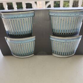 Carnaby 024996965346 New Set Of 4 Light Blue Reactive Glaze 10 Oz Ramekins Microwave And Dishw