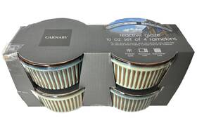 Crm1357 Carnaby Ramekins 10 Oz Green Brown Stripes Bowl Dish Set Of 4 New In Pkg Crm1357 Carnaby Ramekins 10 Oz Green Brown Stripes Bowl Dish Set Of 4 New In Pkg