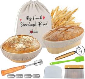 Carre Rouge 313028339329 Bread Proofing Baskets 9 Inch Round And 10 Oval Rattan Banneton Set With Liners