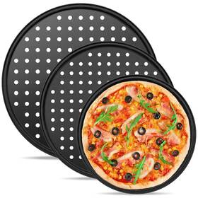Casaculina 731041393072 3pcs Round Pizza Pan With Holes Nonstick Tray For Oven 9inch 11inch