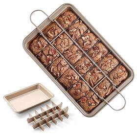 Cayanmydery 752692399916 Non-stick Brownie Baking Pan With Dividers 18 Pre-sliced Carbon Steel Tray