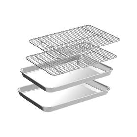 Cekee 791809107099 Small Baking Sheet With Rack Set 2 Cookie Sheets Racks Stainles