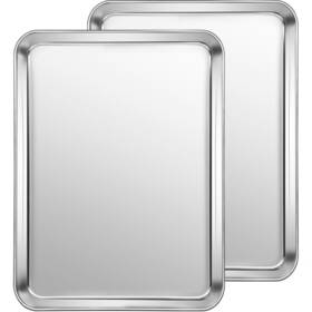 Cekee 791809107174 Small Baking Sheet Of 2 Stainless Steel Pan Tray Cookie Size