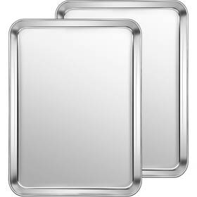 Cekee 791809107198 Stainless Steel Cookie Sheets For Baking Quarter Sheet Pan Set Of 2