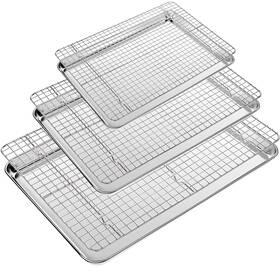 Cekee 791809107358 Baking Sheet With Wire Rack Set Of 6 3 Cookie Sheets For Cooking
