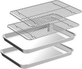 Cekee-12x9.8 Cekee Quarter Sheet Pan With Cooling Rack Set 2 Baking Sheets Racks Ceke