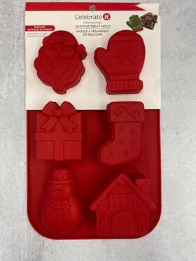 Celebrate It 195158213966 Silicone 6 Cavity Christmasmini Cake Jumbo Cupcake Baking Pan Mitten Santa