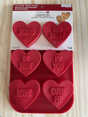 Celebrate-it 195158589191 Silicone Mold Valentines Day Conversation Heart 6 Cavity Soap Bath Bombs Candy