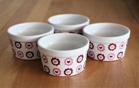 Celebrate It 400100683590 Ceramic Ramekin Dish Heart Pattern Set Of 4 Cr Me Brulee Bowls