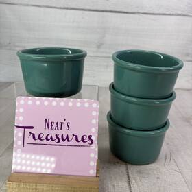 93-rmo8 Chantal Solid Turquoise Blue 1 Cup Ceramic Custard Dessert Baking Ramekin Set 4