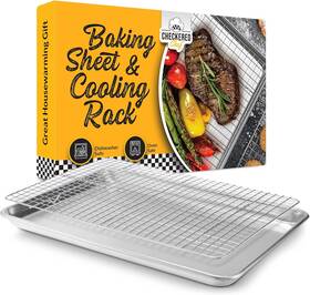 14182971 Checkered Chef Quarter Sheet Pan With Wire Rack For Cooking - 1/4