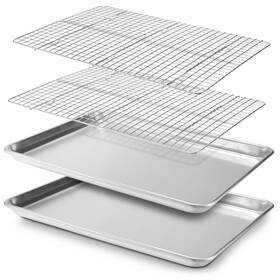 14187930 Checkered Chef Baking Sheet 2 Pack Half Pan With Stainless Steel Wire R