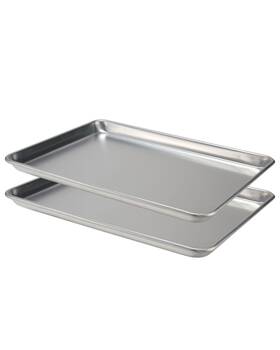 Checkered Chef 850034175065 Set Of 2 Stainless Steel Quarter Pans 13 Inch X9.5 Baking Sheets For Cooking