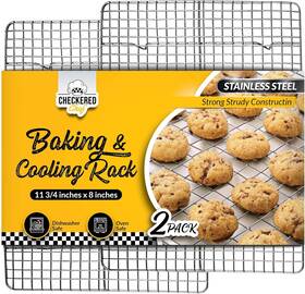 8541884341 Checkered Chef Cooling Rack For Cooking And Baking - 11 Inch X 17 Set Of 2 Stainle