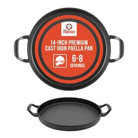 Chef Pomodoro 810116043521 Cast Iron Paella Pan 14 Inch Pre-seasoned Skillet With Smooth Surface For Ev Chef Pomodoro 810116043521 Cast Iron Paella Pan 14 Inch Pre-seasoned Skillet With Smooth Surface For Ev