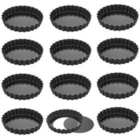 Chefmade 930776316217 12 Pcs 4 Non-stick Round Tart Pan Set With Removable Loose Bottom Quiche