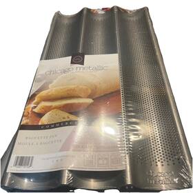 59609 Chicago Metallic Perforated 3 Baquette Pan. Diamond-quality Non-stick Dual Coat
