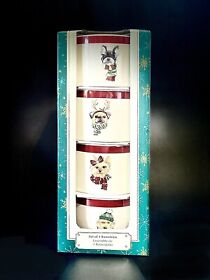 1932 Christmas Ramekins Dogs Bakeware Baking Puppies Pug Boston Terrier Yorkie Set 4