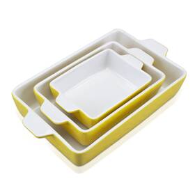Cibeat 955172472602 Ceramic Bakeware Set Of 3 Piece Rectangular Baking Pan Porcelain