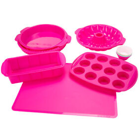 82-18700-pur Classic Cuisine Pink Silicone Bakeware Set 18 Piece