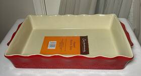 Cocinaware 041220954483 4 Quart Red Ceramic Baking Dish Oven Microwave And Dishwasher Safe